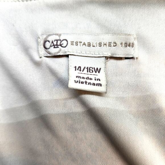 Cato Women's Dress 14W 16W Green Long Brown Sleeves Sun Plus Size 1X - Picture 5 of 7